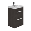 Essential VERMONT Floor Standing Washbasin Unit + Basin; 2 Drawer; 600mm Wide; Dark Grey