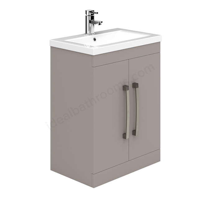 Essential NEVADA Floor Standing Washbasin Unit + Basin; 2 Door; 600mm Wide; Cashmere