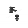 Essential Paron Matt Black Mini Mono Basin Mixer With Click Waste  1 Tap Hole Matt Black