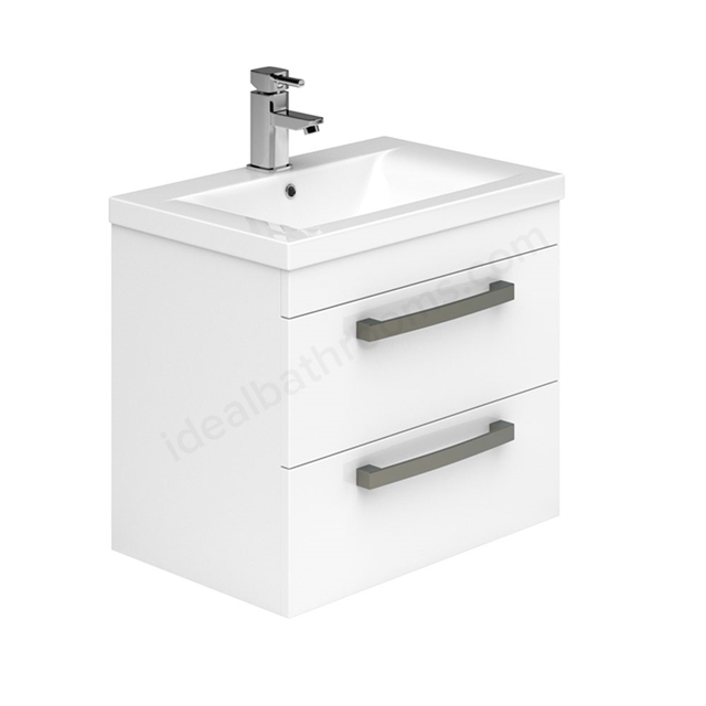 Essential NEVADA Wall Hung Washbasin Unit + Basin; 2 Drawers; 600mm Wide; White