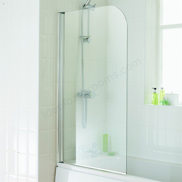 Essential Element 750x1300mm Curved Bath Screen; 5mm Glass Ideal